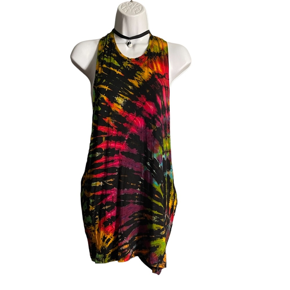 Sacred Threads Black Multi Tie-Dye Tank Top
